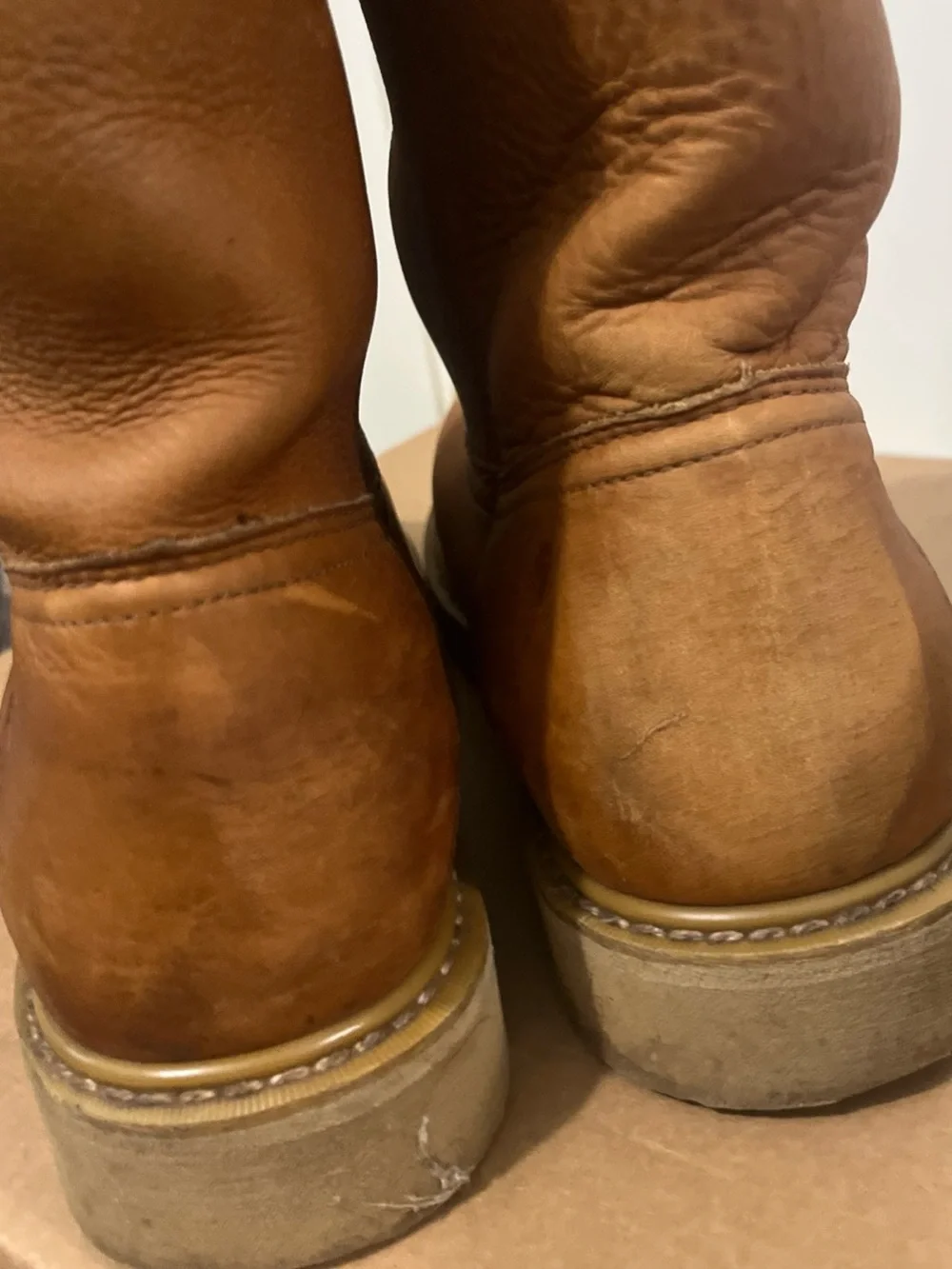Georgia Boot Tan Leather Pull-On Work Boots